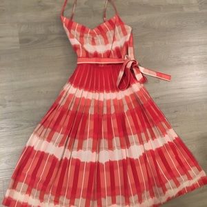 BCBGMaxazria pleated coral dress